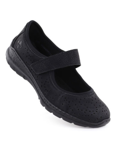 Półbuty damskie na rzep czarne rieker n4299-00