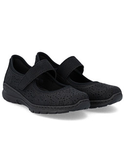 Półbuty damskie na rzep czarne rieker n4299-00 2