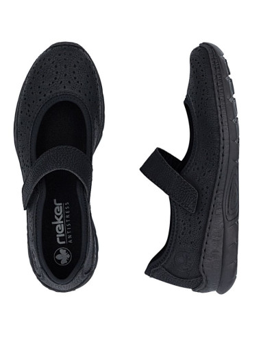 Półbuty damskie na rzep czarne rieker n4299-00