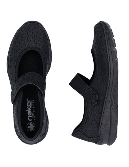 Półbuty damskie na rzep czarne rieker n4299-00