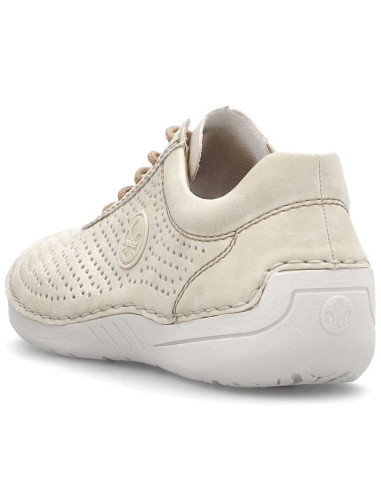 Skórzane półbuty damskie perforowane beżowe rieker 52546-60