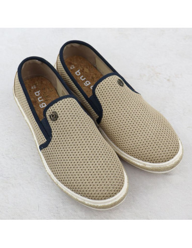 Półbuty męskie wsuwane espadryle beżowe bugatti 321-asp61-6900