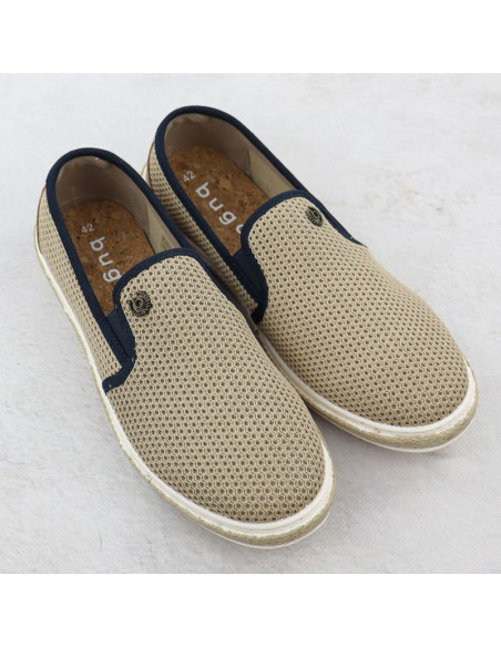 Półbuty męskie wsuwane espadryle beżowe bugatti 321-asp61-6900