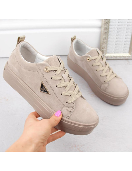 Skórzane zamszowe półbuty na platformie filippo w paw315