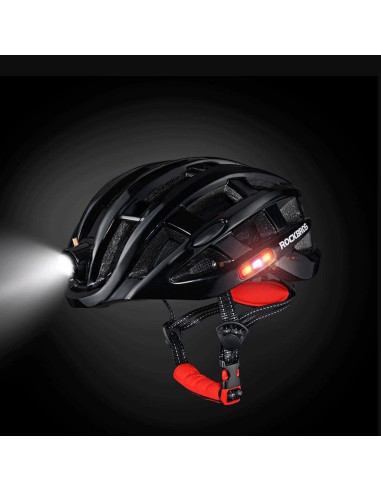 Rockbros kask rowerowy mtb z lampką czarny 57-62cm