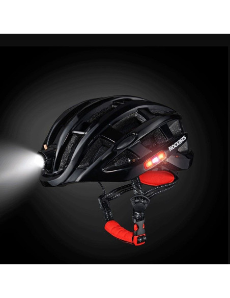 Rockbros kask rowerowy mtb z lampką czarny 57-62cm