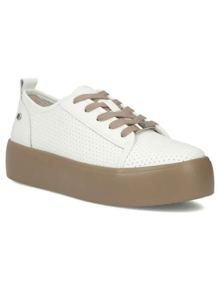 Skórzane półbuty damskie sportowe creepersy białe filippo dp6116