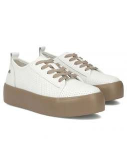 Skórzane półbuty damskie sportowe creepersy białe filippo dp6116 2