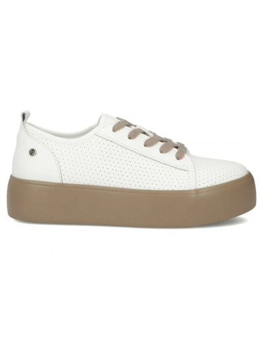 Skórzane półbuty damskie sportowe creepersy białe filippo dp6116