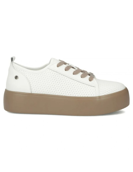 Skórzane półbuty damskie sportowe creepersy białe filippo dp6116