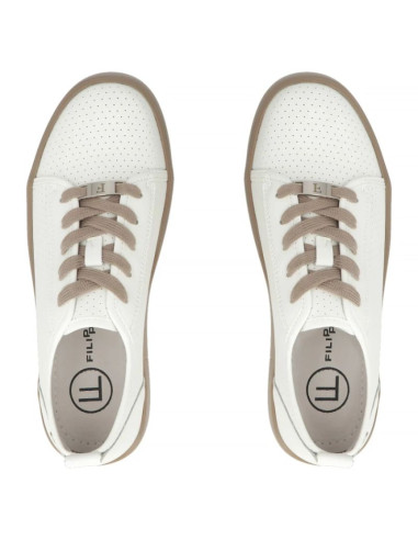 Skórzane półbuty damskie sportowe creepersy białe filippo dp6116