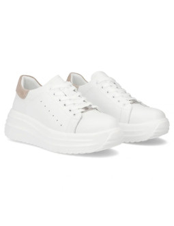 Skórzane półbuty damskie na platformie białe filippo dp6739 2