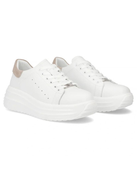 Skórzane półbuty damskie na platformie białe filippo dp6739