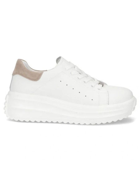 Skórzane półbuty damskie na platformie białe filippo dp6739