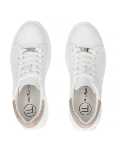 Skórzane półbuty damskie na platformie białe filippo dp6739