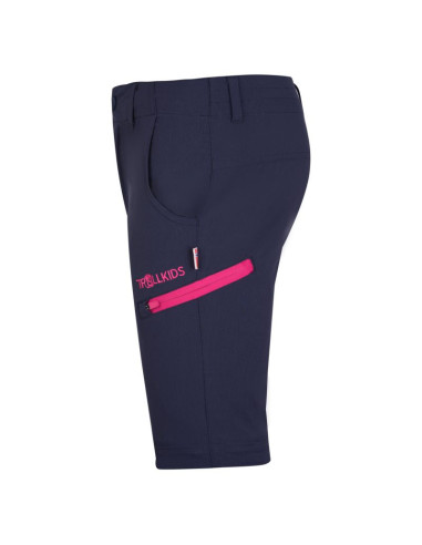 Spodnie zapinane na zamek dziecięce dla chłopca/dziewczynki trollkids kids kjerag zip-off pants navy/magenta (177-114)
