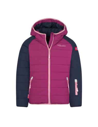Kurtka ocieplana dziecięca trollkids kids hafjell snow jacket pro z kapturem woodoodporna różowa (514-182)