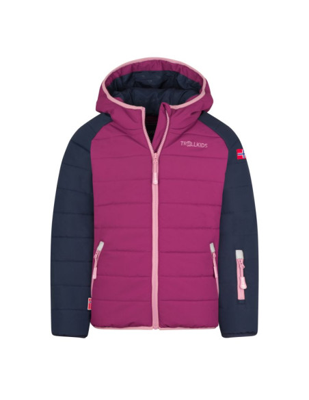 Kurtka ocieplana dziecięca trollkids kids hafjell snow jacket pro z kapturem woodoodporna różowa (514-182)