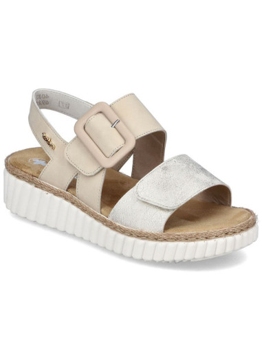 Sandały damskie na koturnie beżowe rieker 69260-60