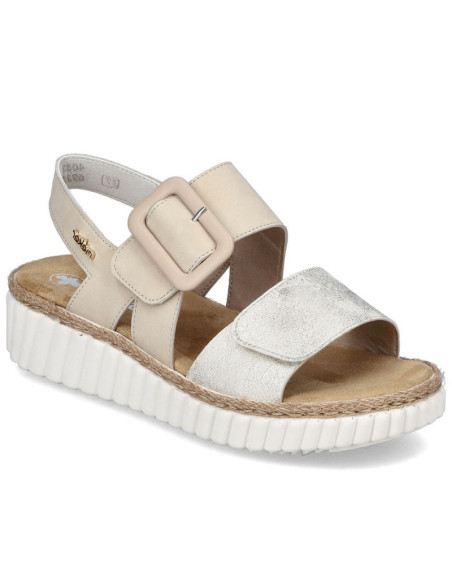 Sandały damskie na koturnie beżowe rieker 69260-60