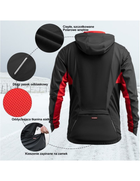 Rockbros sportowa kurtka zimowa unisex czarna 2xl