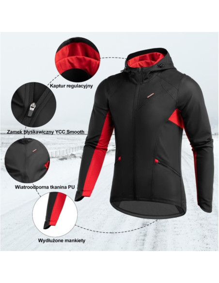 Rockbros sportowa kurtka zimowa unisex czarna 3xl