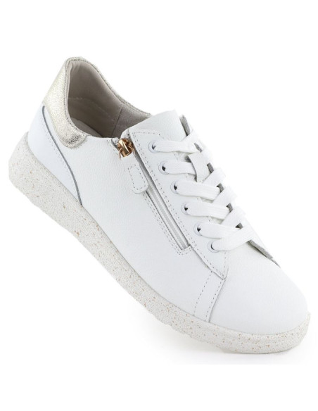 Skórzane półbuty sneakersy damskie białe evento 138