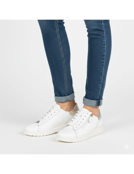 Skórzane półbuty sneakersy damskie białe evento 138