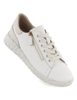 Skórzane półbuty damskie na podwyższeniu beżowe jezzi 138