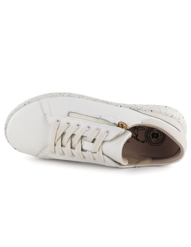 Skórzane półbuty damskie na podwyższeniu beżowe jezzi 138