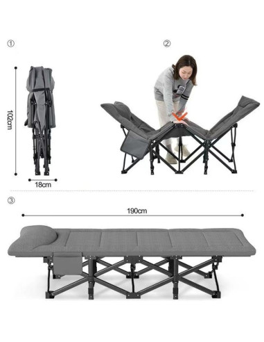 Łóżko turystyczne składane deluxe journey 190x70x36,5cm
