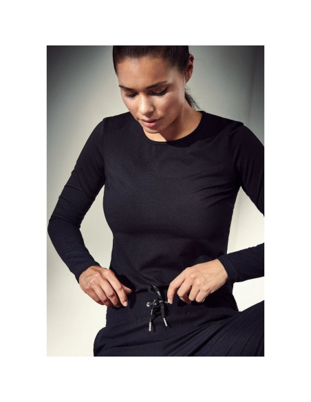 Koszulka casall essential mesh detail long sleeve czarny