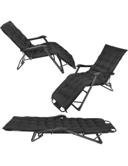 Fotel wielopozycyjny balaton z poduszką i zagłówkiem czarny 2