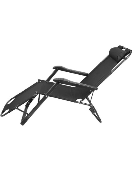 Fotel wielopozycyjny balaton z poduszką i zagłówkiem czarny