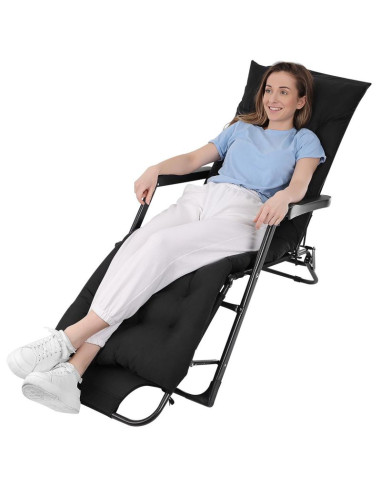 Fotel wielopozycyjny balaton z poduszką i zagłówkiem czarny