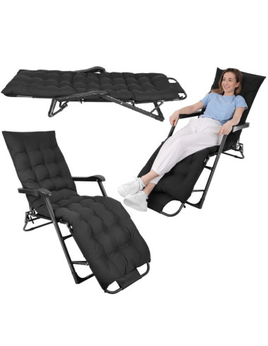 Fotel wielopozycyjny balaton z poduszką i zagłówkiem czarny
