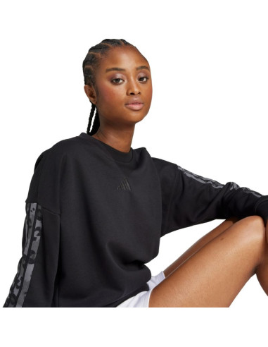 Bluza damska adidas animal print 3-stripes french terry sweatshirt czarna jm1835