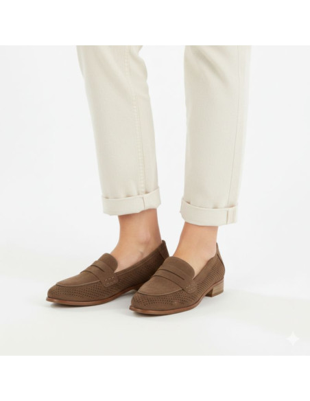 Półbuty zamszowe lordsy ażurowe brązowe potocki sz12585