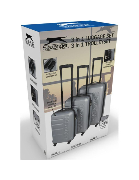 Zestaw 3 walizek 18, 22, 26 cale sreberny slazenger