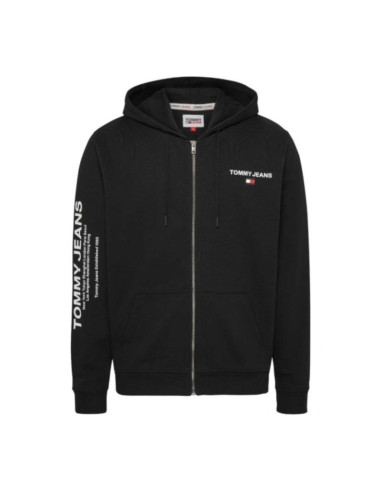 Bluza męska tommy hilfiger tjm reg entry zip hoodie czarna z kapturem - dm0dm17783-bds
