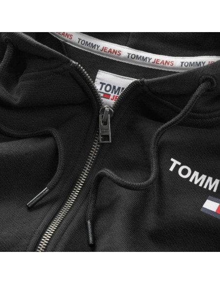 Bluza męska tommy hilfiger tjm reg entry zip hoodie czarna z kapturem - dm0dm17783-bds