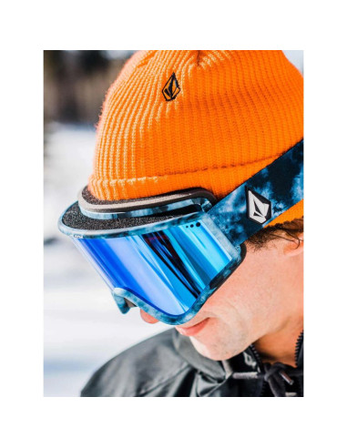 Gogle snowboardowe damskie/męskie volcom yae lagoon tie dye/blue chrome ochrona uv niebieskie (vg0722110)