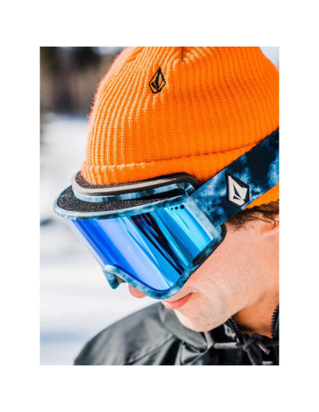 Gogle snowboardowe damskie/męskie volcom yae lagoon tie dye/blue chrome ochrona uv niebieskie (vg0722110)