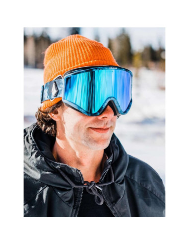 Gogle snowboardowe damskie/męskie volcom yae lagoon tie dye/blue chrome ochrona uv niebieskie (vg0722110)