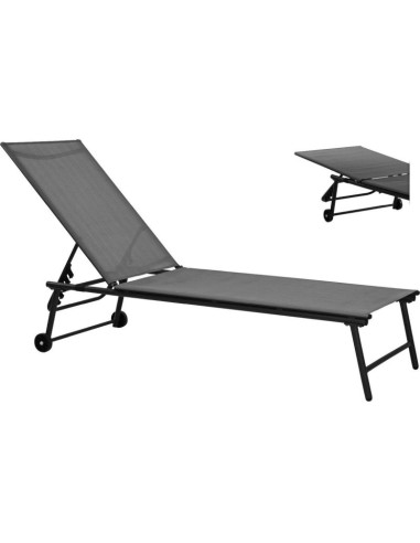 Leżak ogrodowy wypoczynkowy 185x57x31cm szary