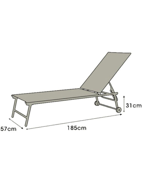 Leżak ogrodowy wypoczynkowy 185x57x31cm szary