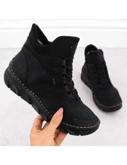 Botki damskie ocieplane czarne rieker 55069-00