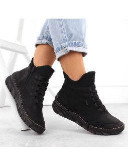 Botki damskie ocieplane czarne rieker 55069-00 2