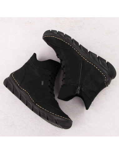 Botki damskie ocieplane czarne rieker 55069-00