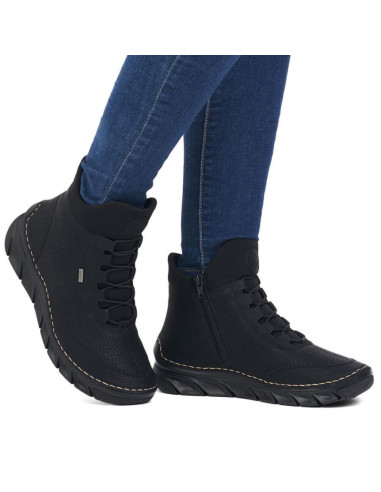 Botki damskie ocieplane czarne rieker 55069-00